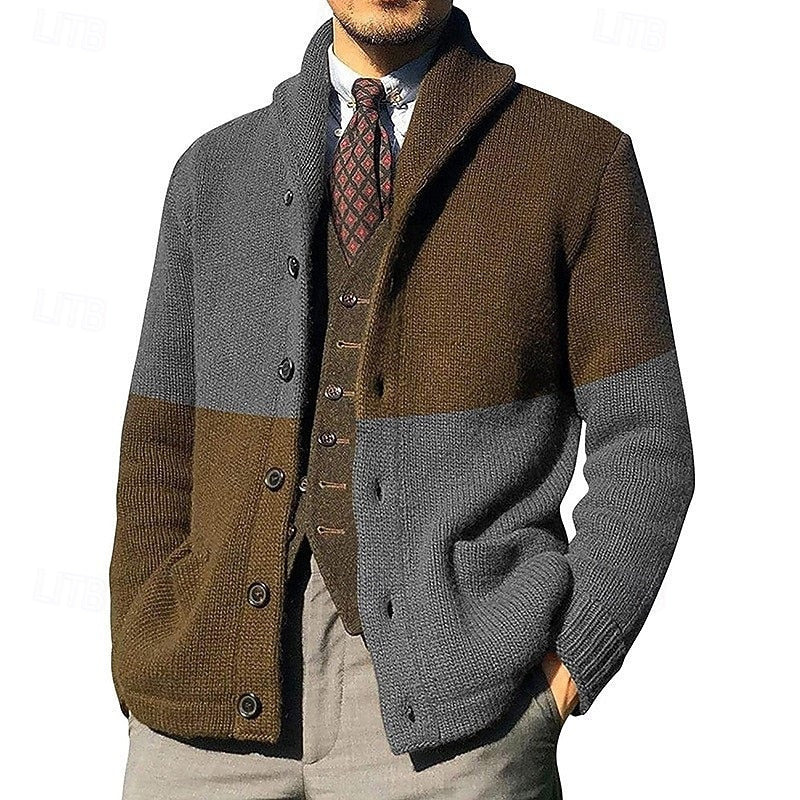 Frederick | colour Block Shawl Collar Cardigan