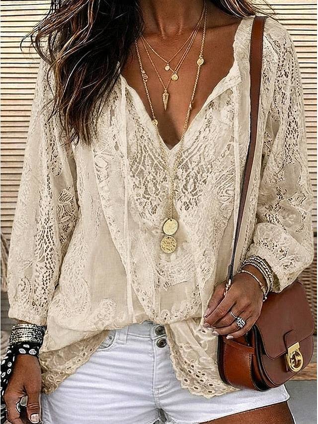 Estelle | Boho Lace-Detail Blouse