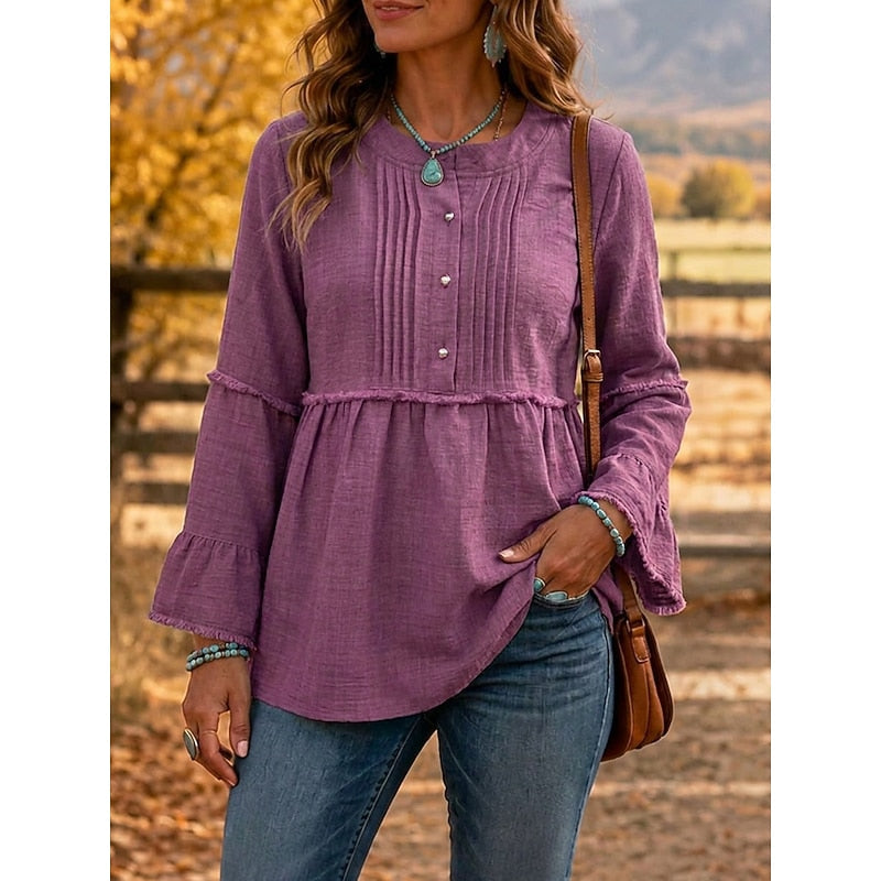Rosalyn | Pintucked Peplum Blouse