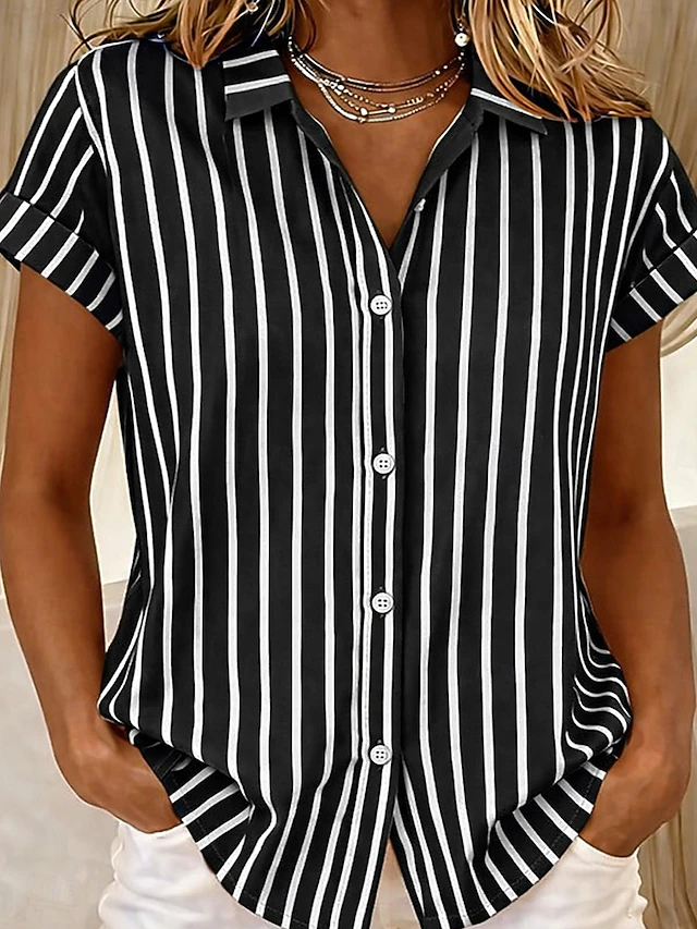 Sylvia | Striped Short-Sleeve Blouse