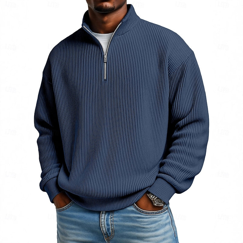 Harlan | Ribbed Quarter-Zip Pullover
