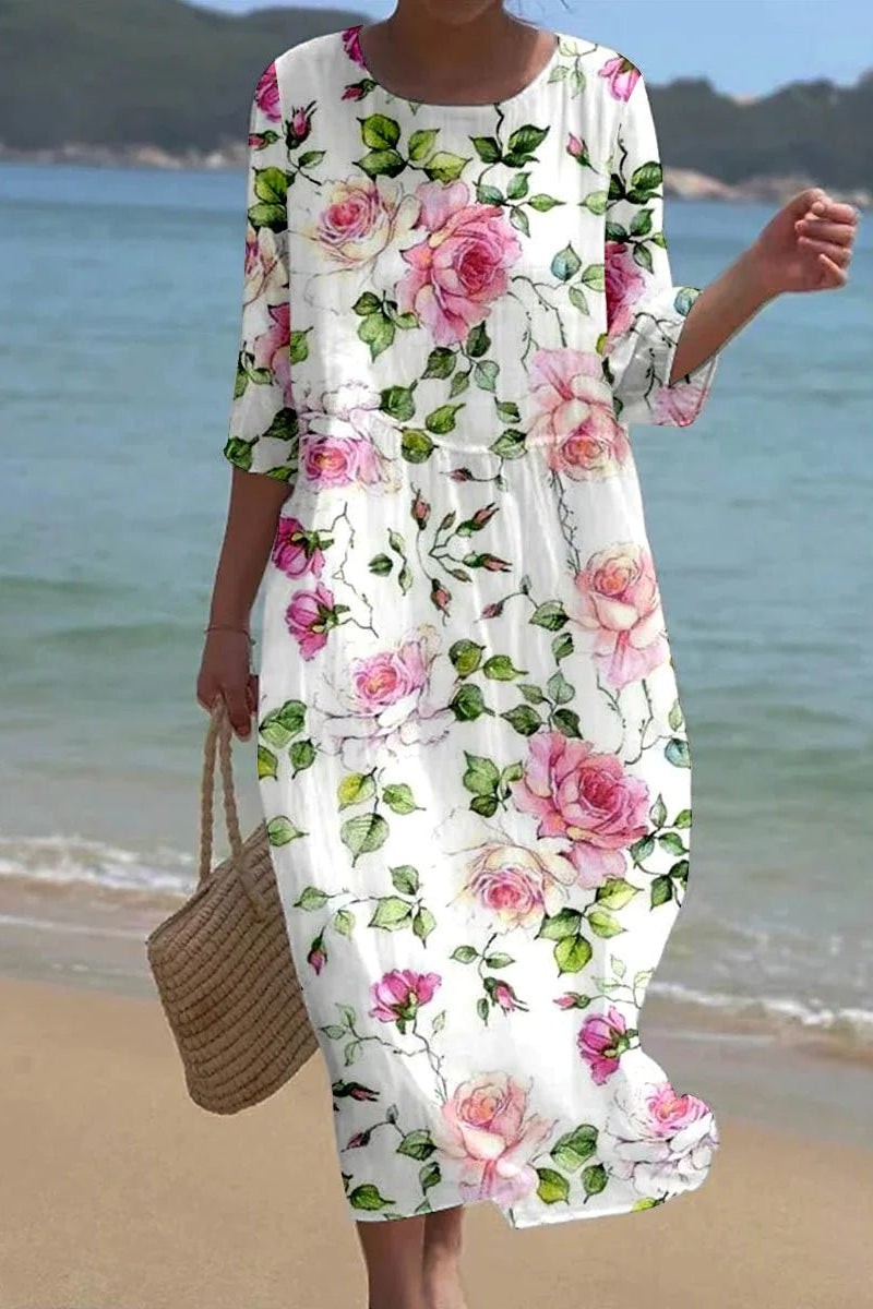 Florence | Timeless Floral Mid Sleeve Dress