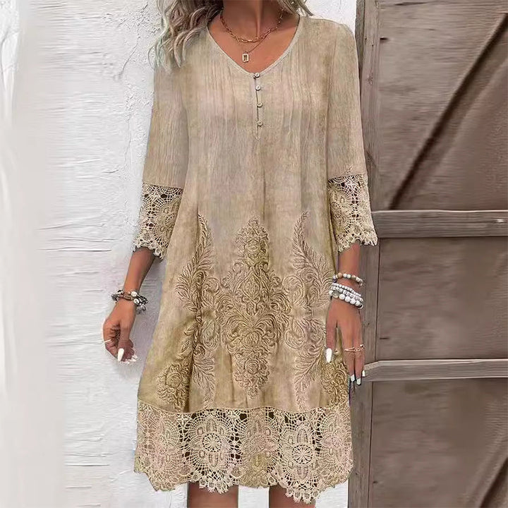 Marianne | Lace-Trim Midi Dress
