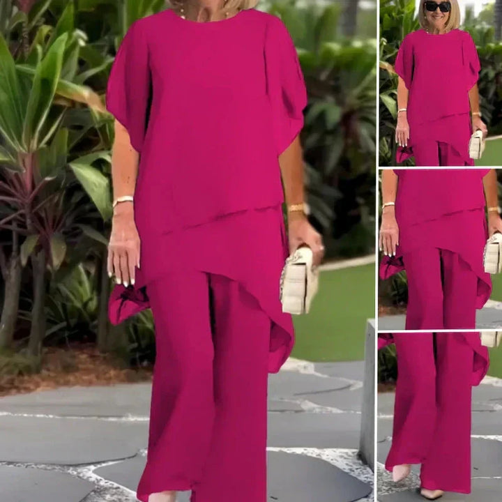 Valeria | Elegant Draped Palazzo Trousers Set