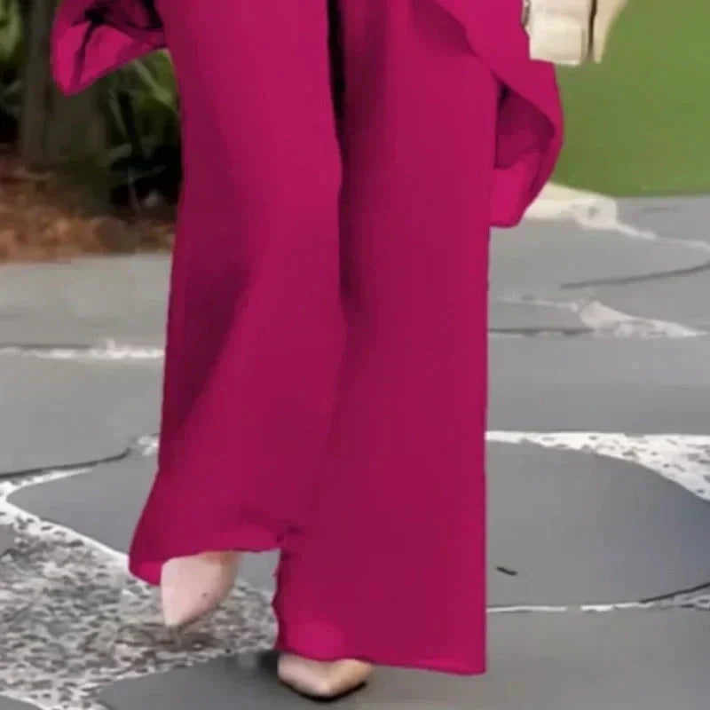 Valeria | Elegant Draped Palazzo Trousers Set