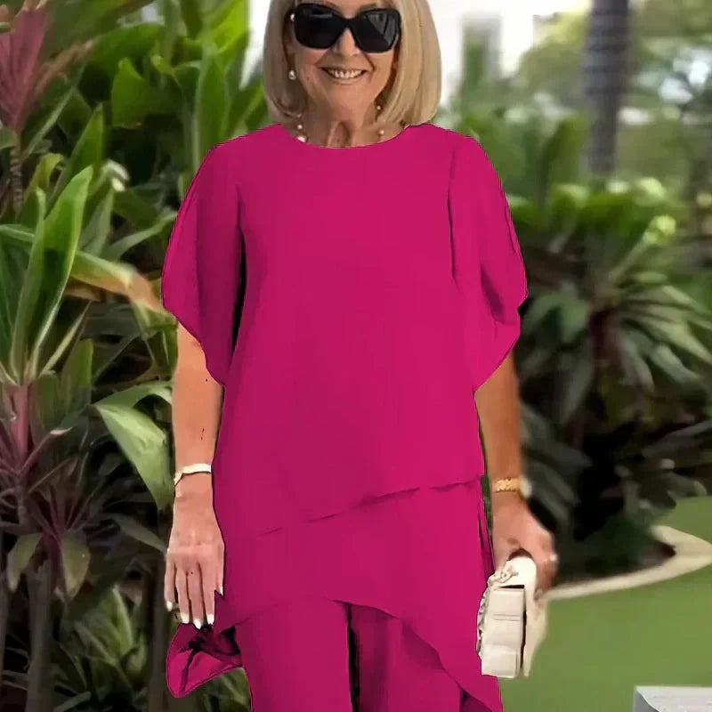 Valeria | Elegant Draped Palazzo Trousers Set