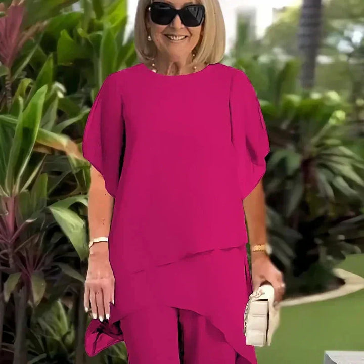 Valeria | Elegant Draped Palazzo Trousers Set