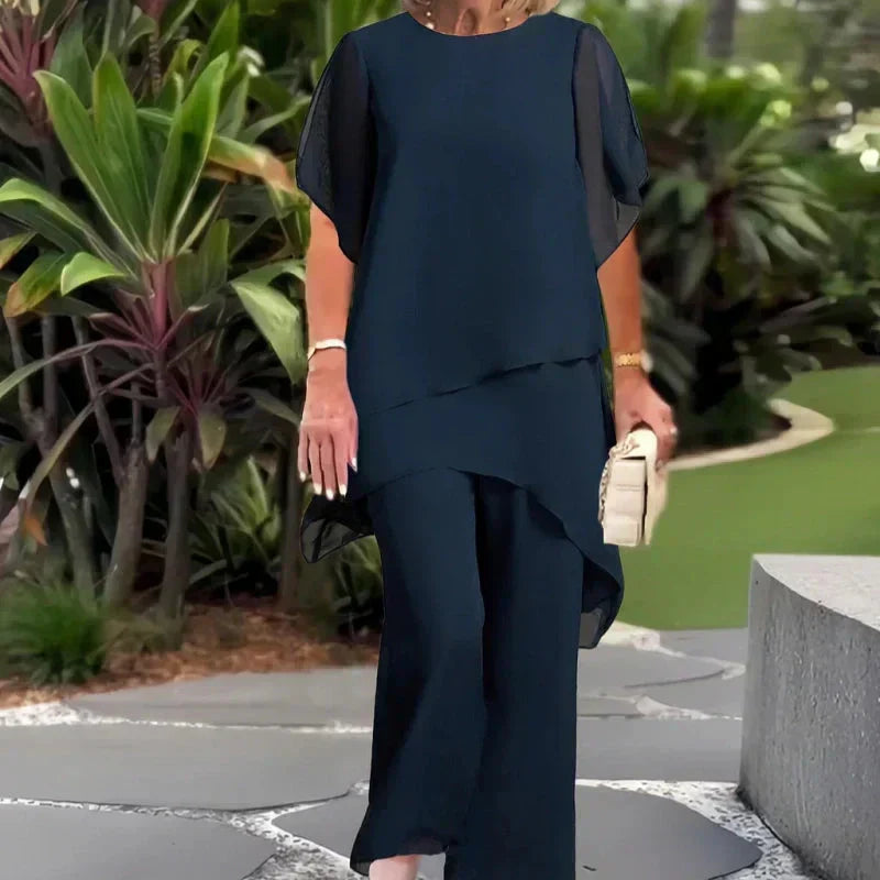 Valeria | Elegant Draped Palazzo Trousers Set