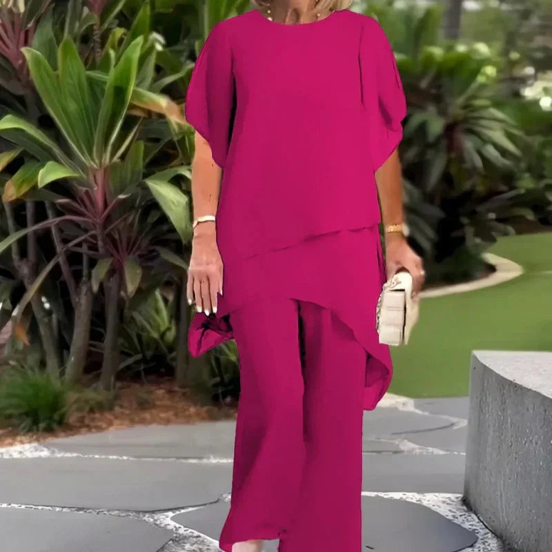 Valeria | Elegant Draped Palazzo Trousers Set