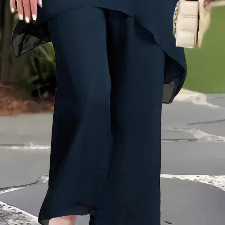 Valeria | Elegant Draped Palazzo Trousers Set
