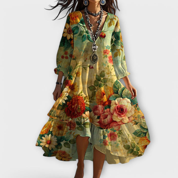 Cassidy | Vintage Boho V-Neck Summer Dress