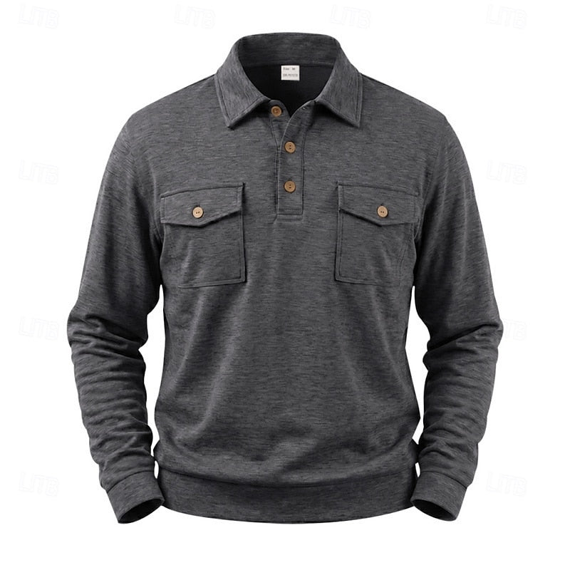 Harold | Refined Long-Sleeve Pocket Polo Shirt