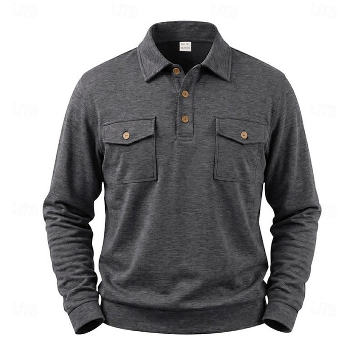 Harold | Refined Long-Sleeve Pocket Polo Shirt
