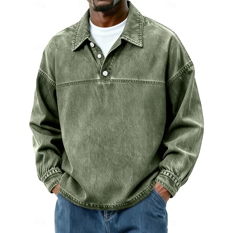 Gabriel | Washed Long Sleeve Polo Shirt