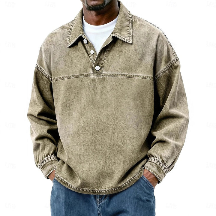 Gabriel | Washed Long Sleeve Polo Shirt