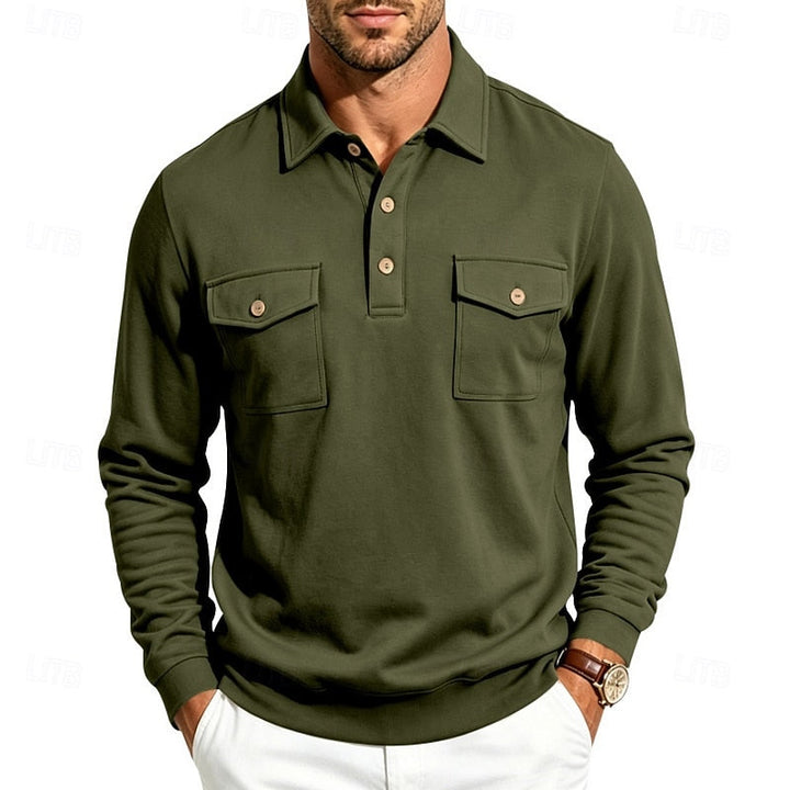Harold | Refined Long-Sleeve Pocket Polo Shirt
