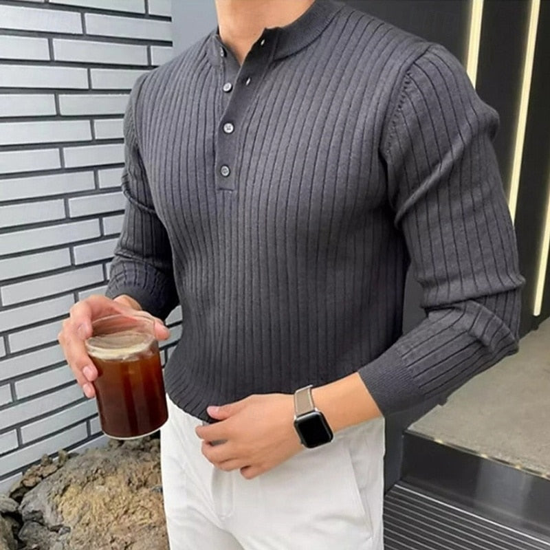 Theo | Ribbed Henley Jumper