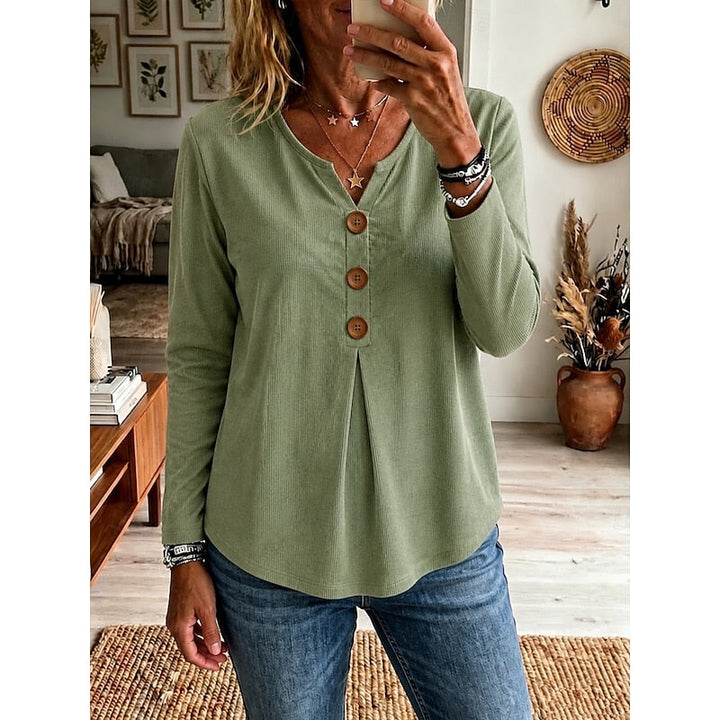 Katherine | Buttoned V-Neck Top
