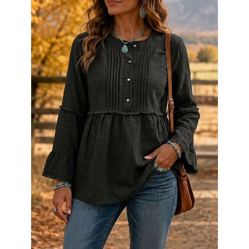 Rosalyn | Pintucked Peplum Blouse