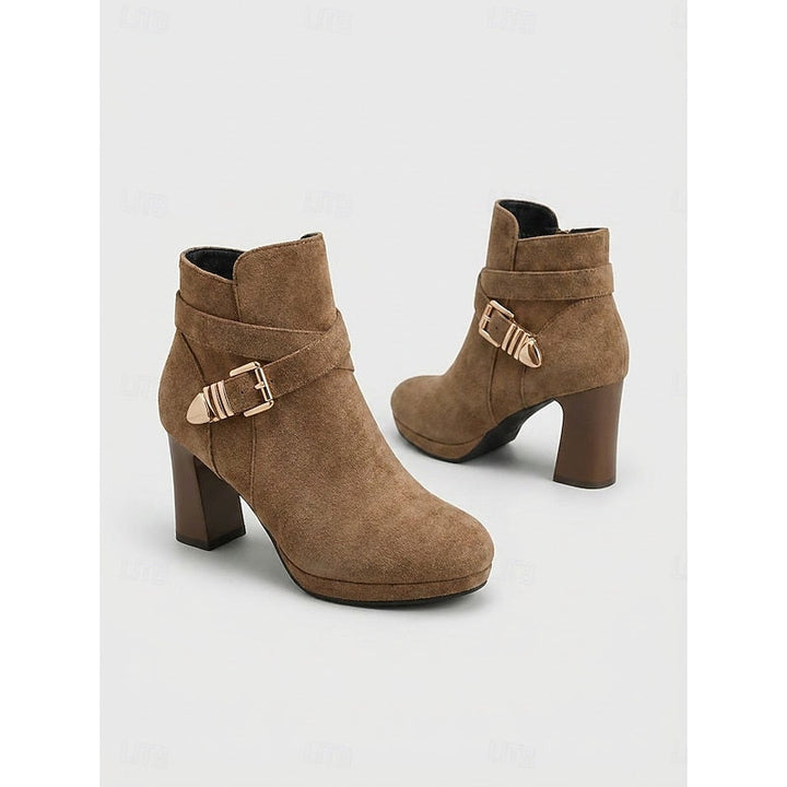 Renata | Buckle-Strap Block Heel Ankle Boots