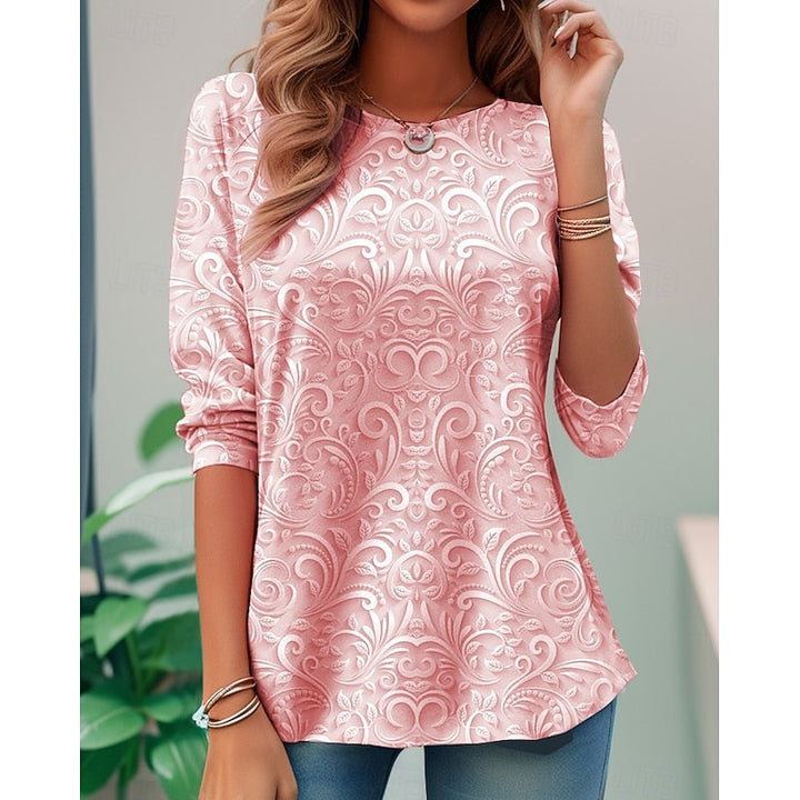 Noelle | Elegant Floral Long-Sleeve Tunic Top