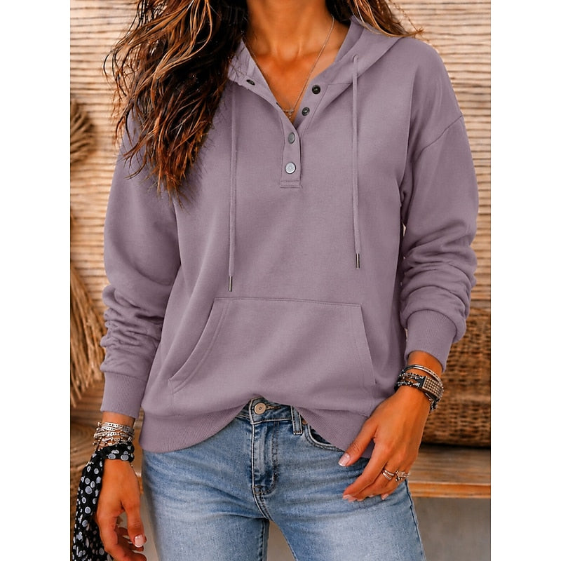 Blythe | Relaxed Button-Neck Hoodie