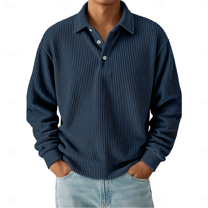 Wallace | Textured Long-Sleeve Polo Shirt