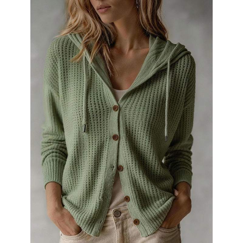 Frances | Hooded Button-Front Cardigan