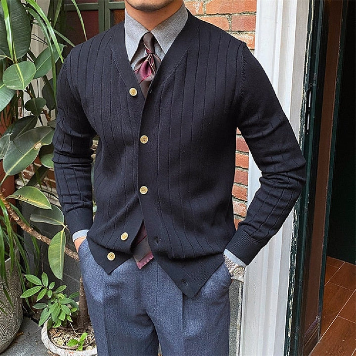 Vincent | Ribbed V-Neck Button Cardigan