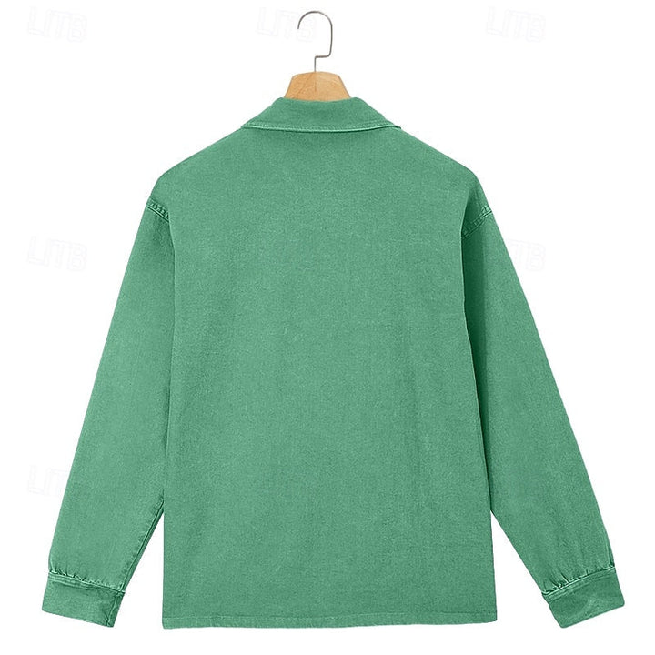 Gabriel | Washed Long Sleeve Polo Shirt