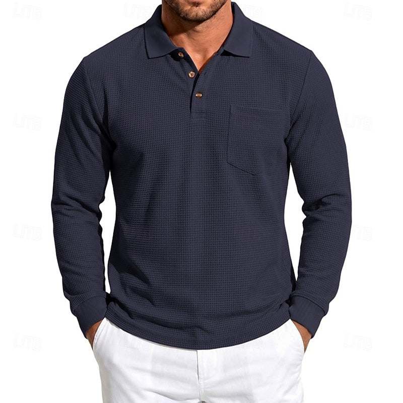 Quentin | Textured Long-Sleeve Polo Shirt