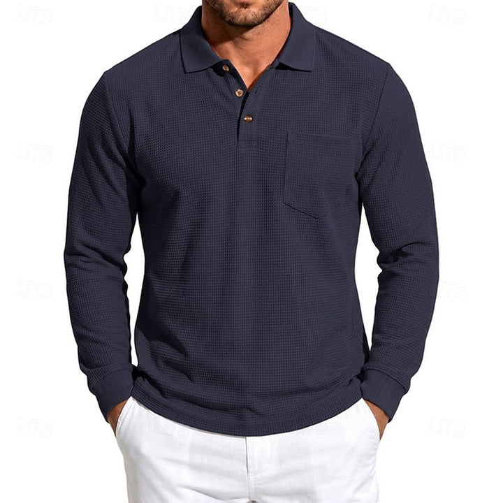Quentin | Textured Long-Sleeve Polo Shirt