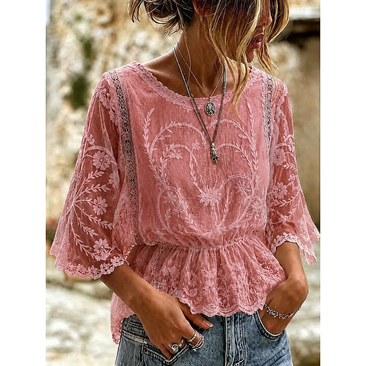 Sabrina | Embroidered Peplum Blouse