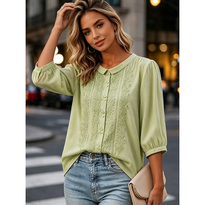 Paige | Embroidered Peter Pan Collar Blouse