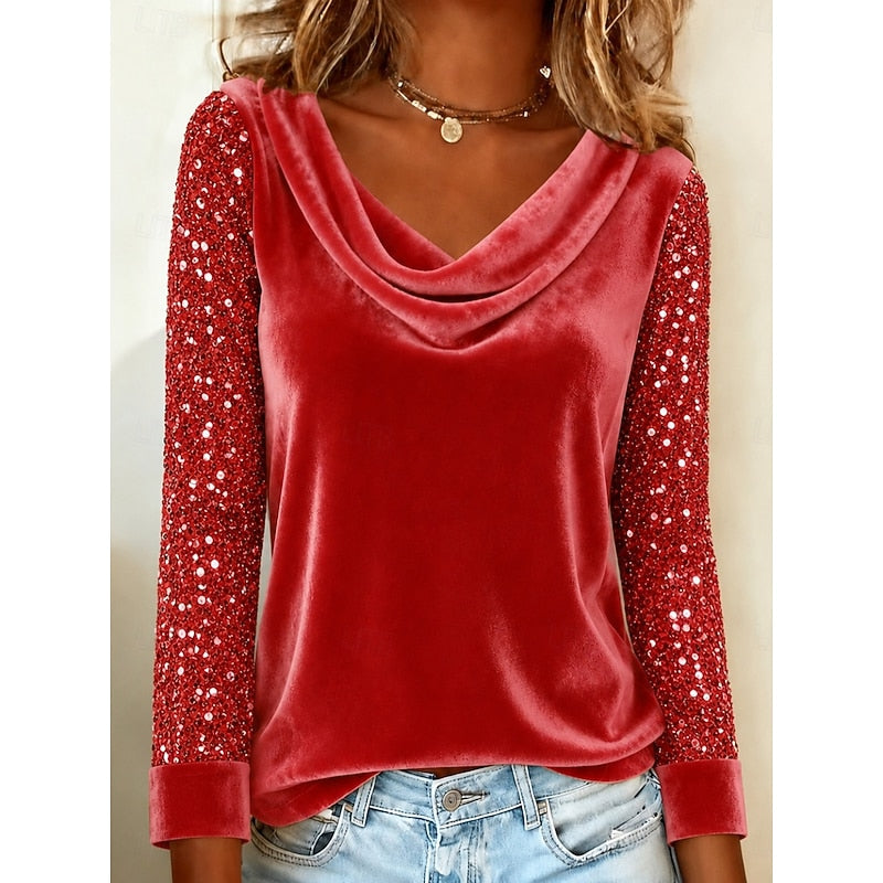 Marlene | Shimmering Cowl-Neck Top