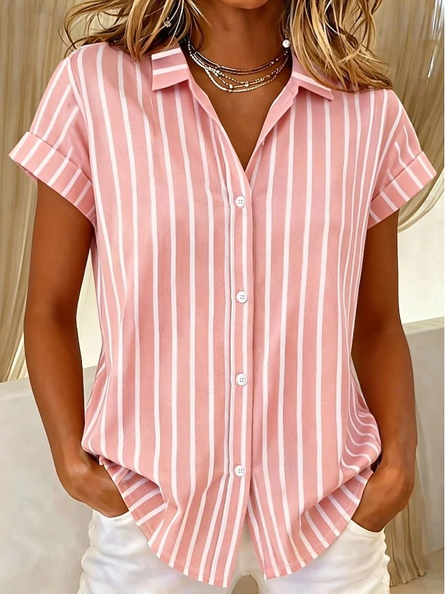 Sylvia | Striped Short-Sleeve Blouse