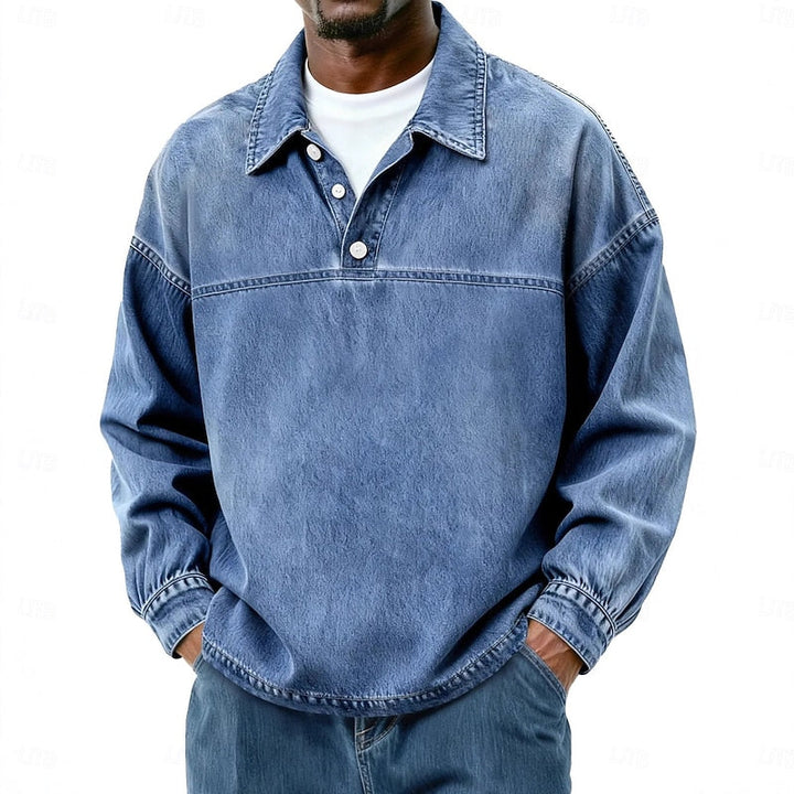 Gabriel | Washed Long Sleeve Polo Shirt