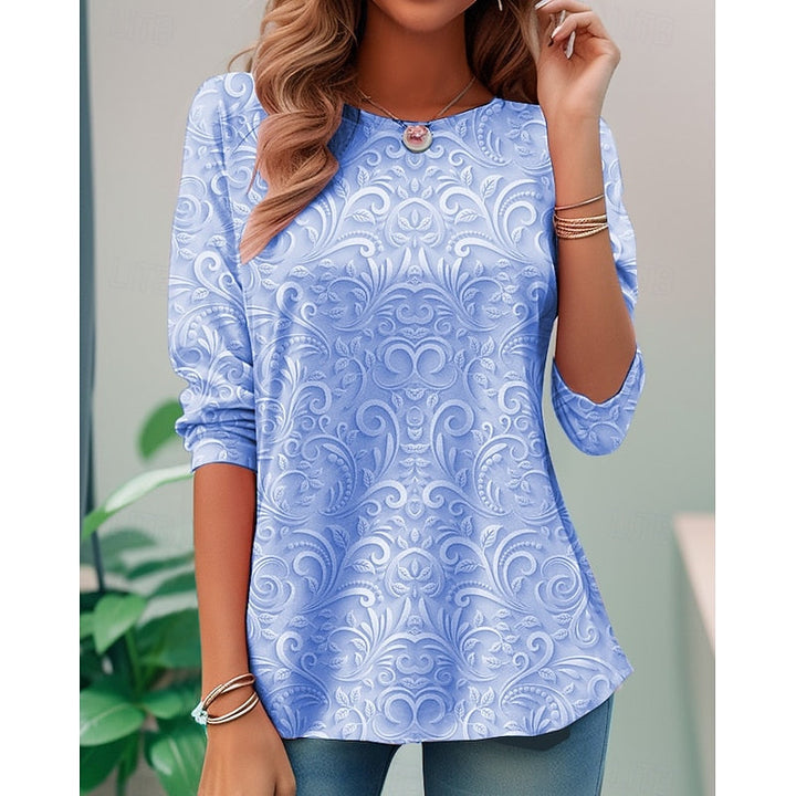Noelle | Elegant Floral Long-Sleeve Tunic Top