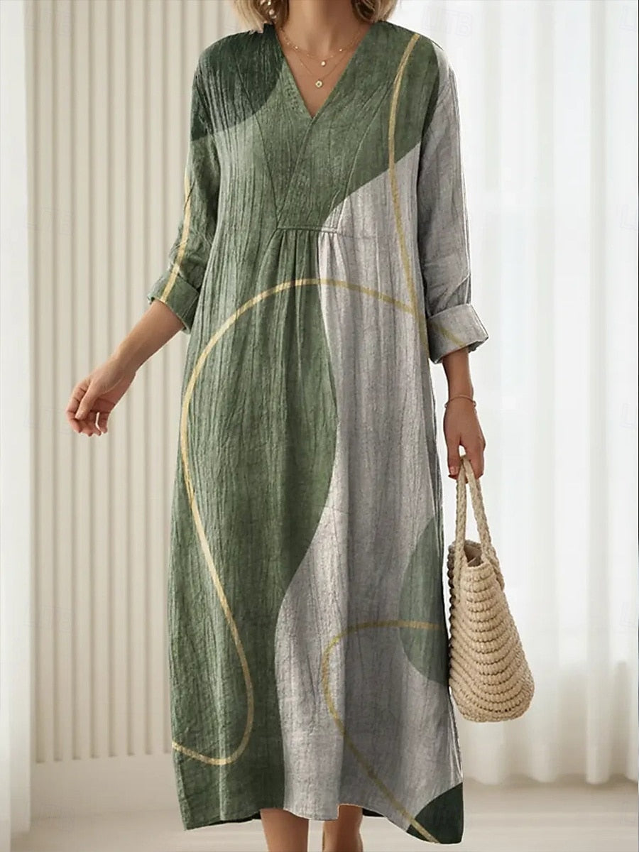 Mariah | Stylish V-Neck Multicolour Dress