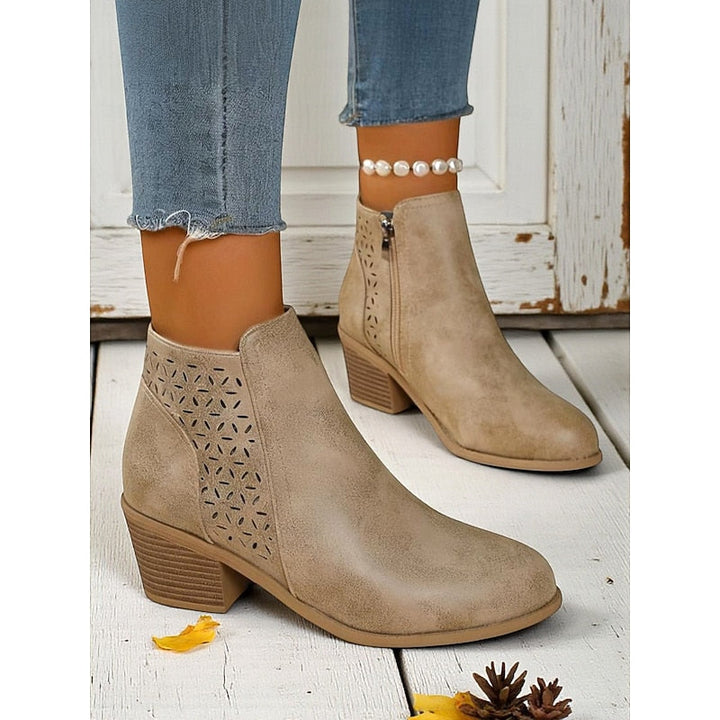 Hollis | Cutout Low-Heel Ankle Boots