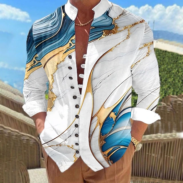 Damon | Artful Standing-Collar Shirt