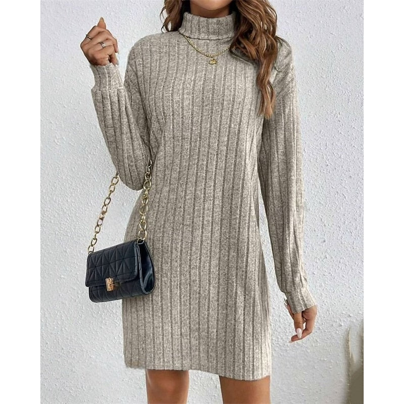 Cornelia | Ribbed Roll-Neck Dress