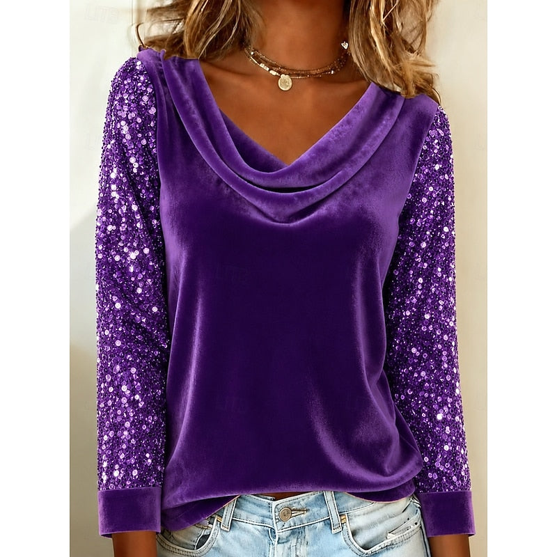 Marlene | Shimmering Cowl-Neck Top
