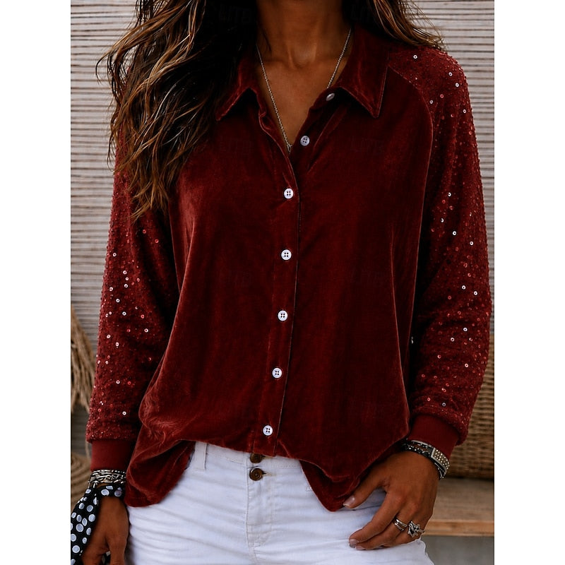 Meredith | Shimmer-Sleeve Elegant Shirt