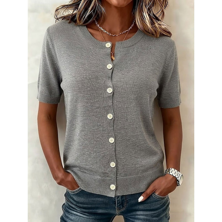Delia | Button-Front Short Sleeve Top