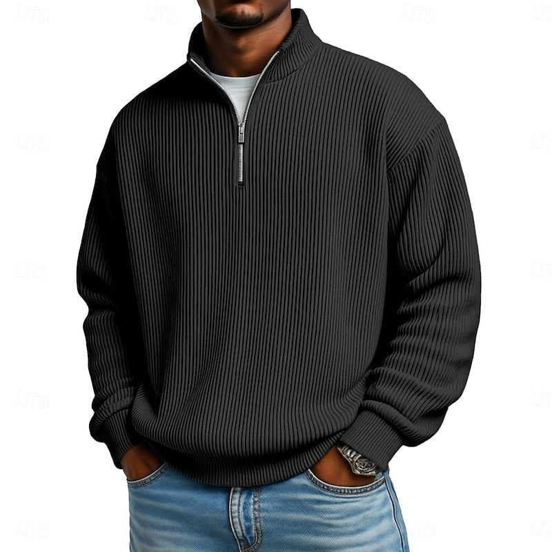 Harlan | Ribbed Quarter-Zip Pullover