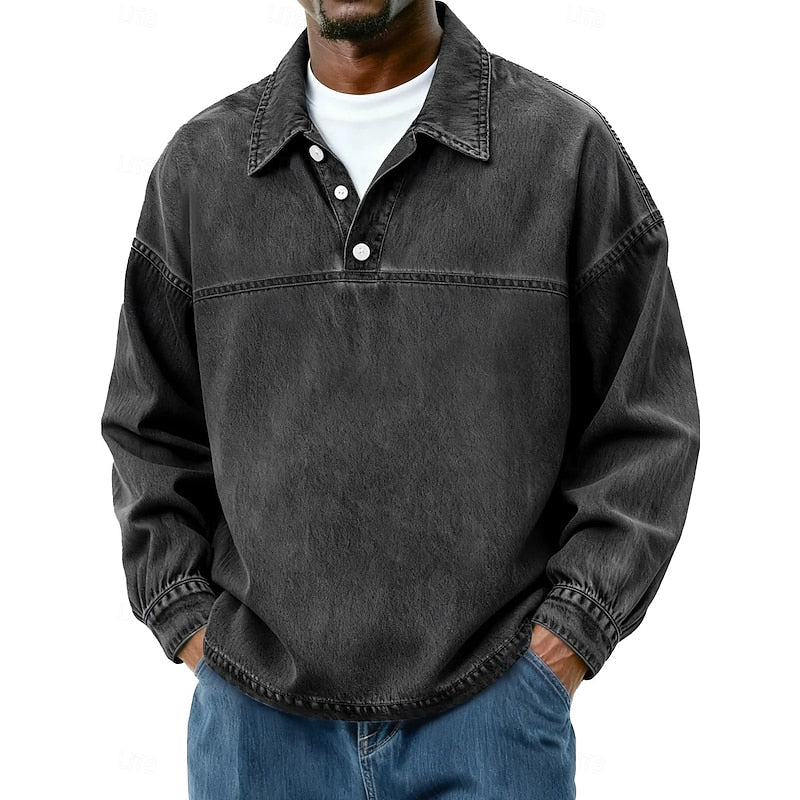 Gabriel | Washed Long Sleeve Polo Shirt