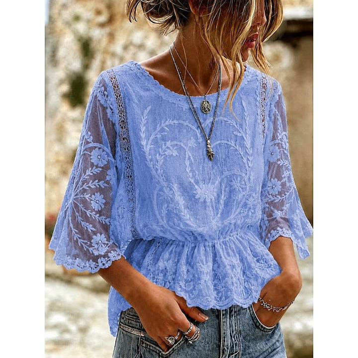 Sabrina | Embroidered Peplum Blouse