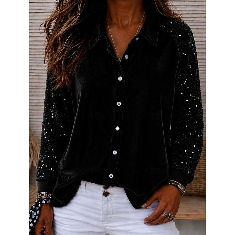 Meredith | Shimmer-Sleeve Elegant Shirt