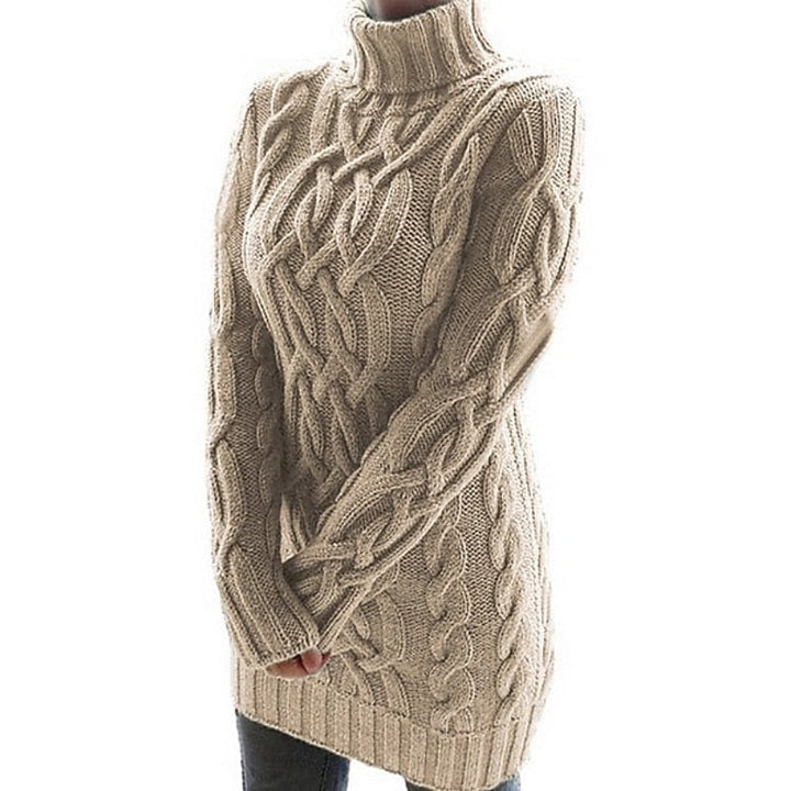 Thea | Cable-Textured Turtleneck Jumper Dress